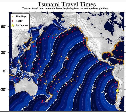 海啸模拟图 预计于北京时间9月17日下午3点到达海岸
