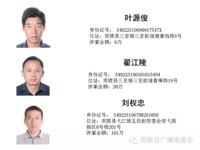 南陵第六批“老赖”名单